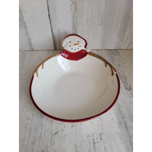 St Nicholas square Yuletide snowman large serving bowl Xmas kitchen - Picture 1 of 6
